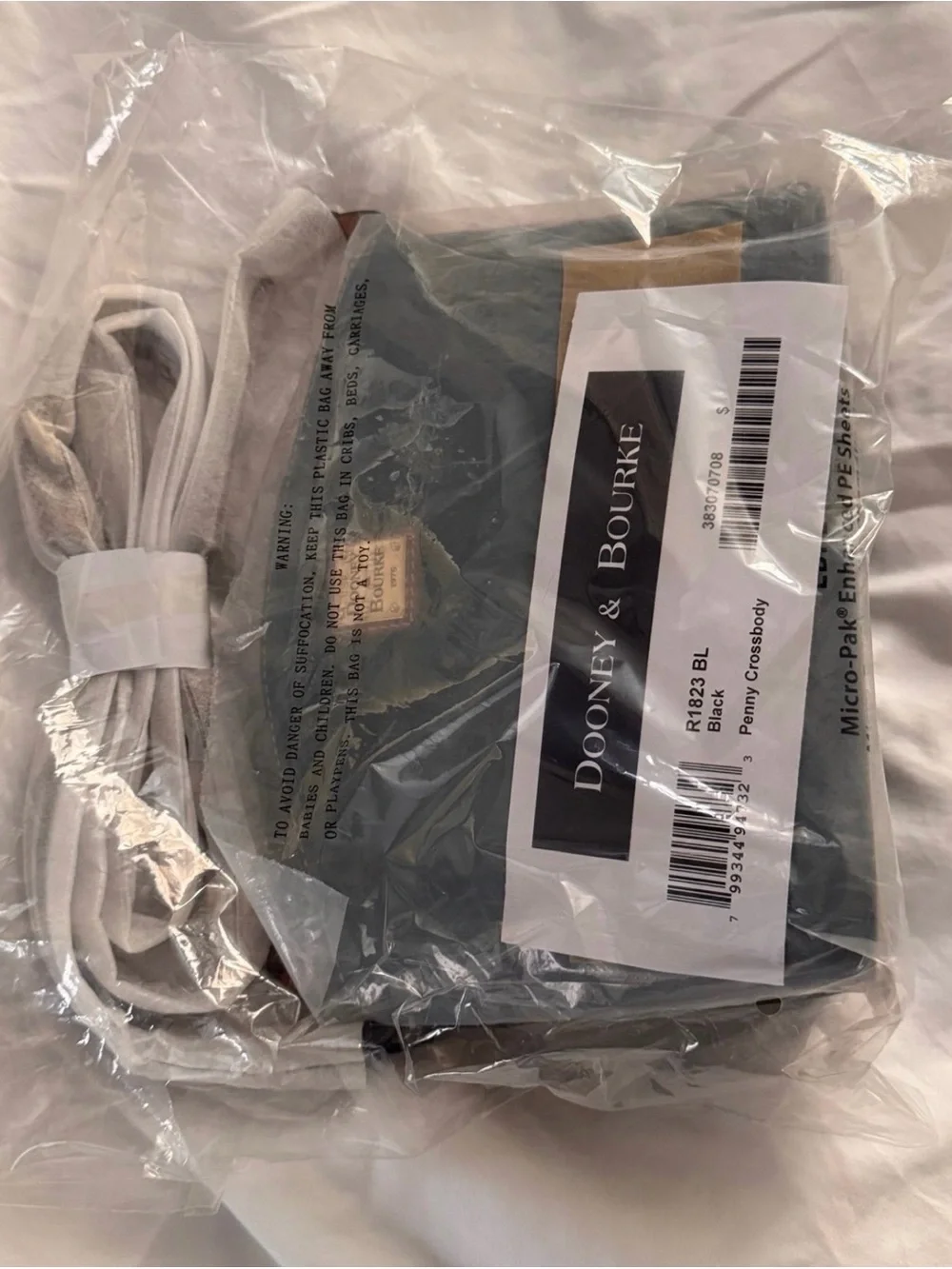 NWT Dooney & Bourke Black Leather Crossbody with Brown Strap